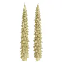 Pine Tree Taper Candles Gold 2pc