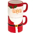 Stackable Ceramic Santa Claus Mugs 2pc