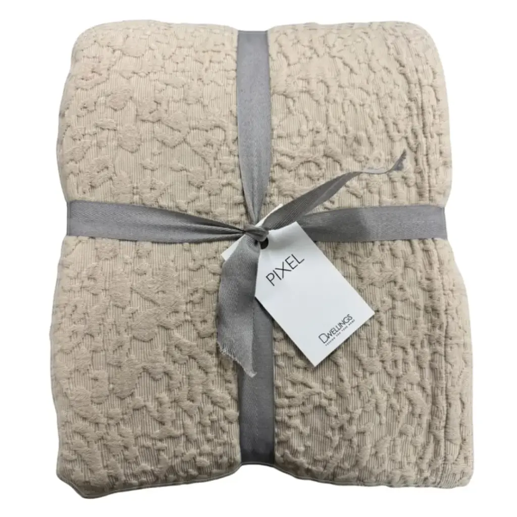Pixel Coverlet Set Natural Queen 3pc