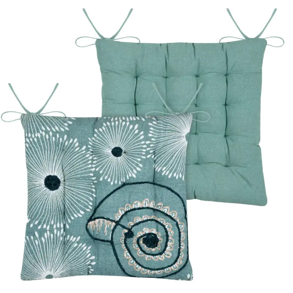 Barbados Outdoor Chair Pad Aqua 15x15in