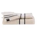 Contrast Stitch Towel Set Ivory Black 3pc
