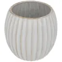 Reactive Glaze Scalloped Planter Beige 7in