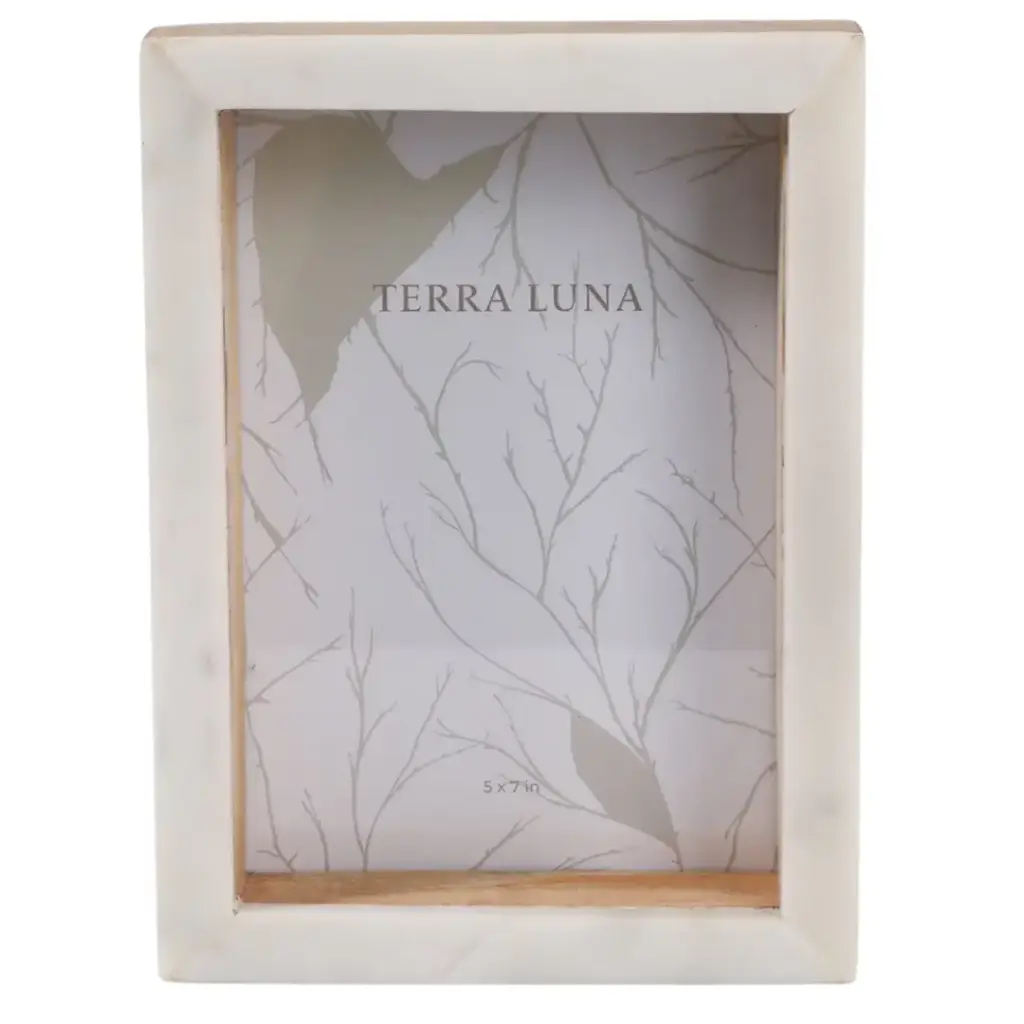 Marble Block Photo Frame White Natural 5x7in