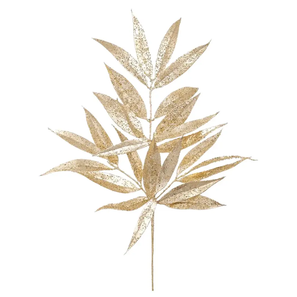 Glittered Willow Leaf Spray Gold 23in