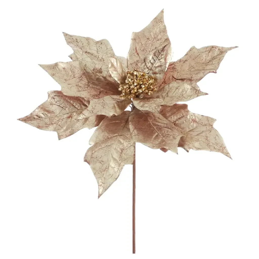 Metallic Poinsettia Spray Gold 25in