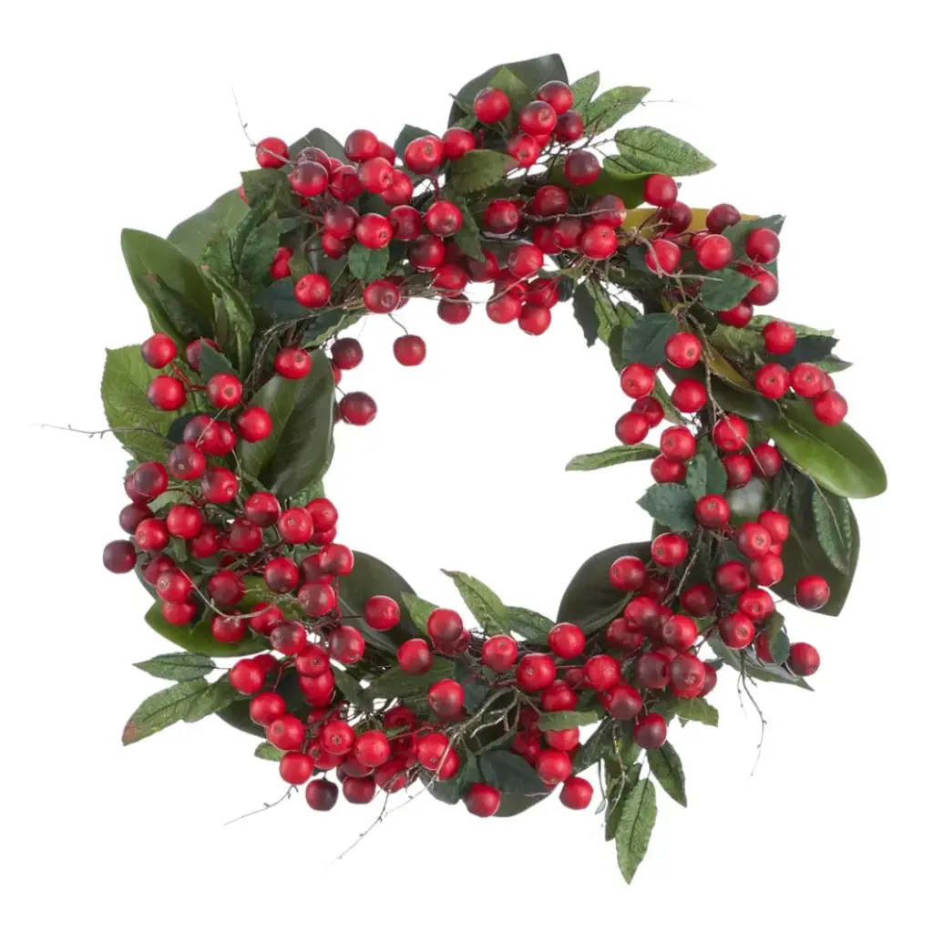 Magnolia Wreath with Berries 24in