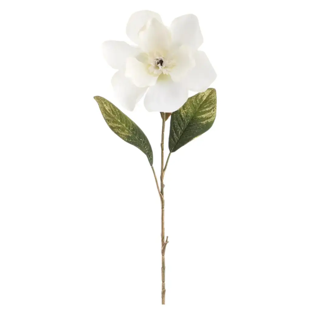 Glittered Magnolia Spray White 30in