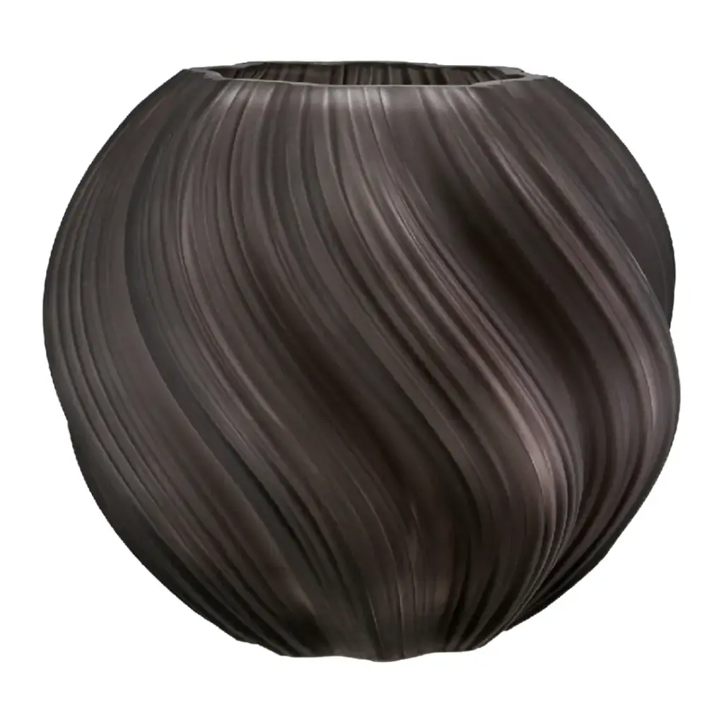 Round Swirl Vase Dark Brown 7in