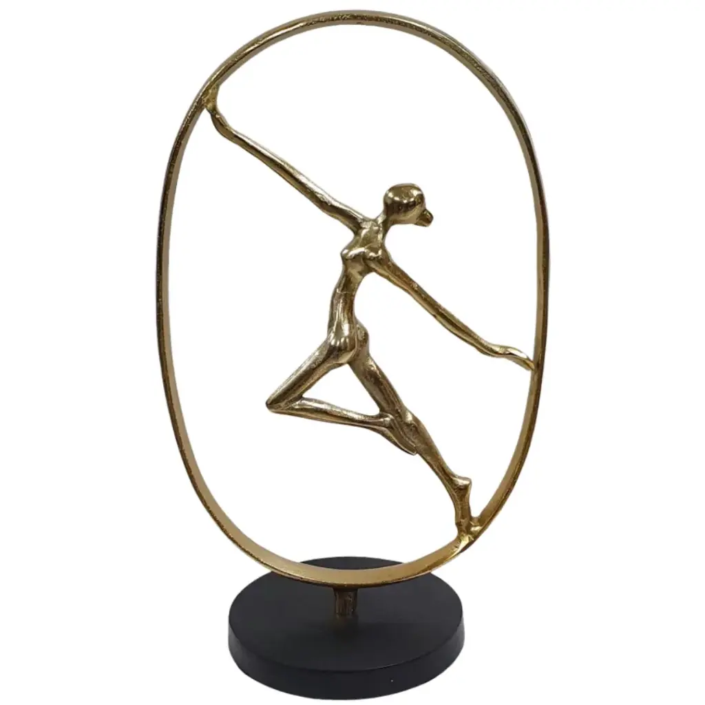 Dancer in Circle Sculpture Gold 18in