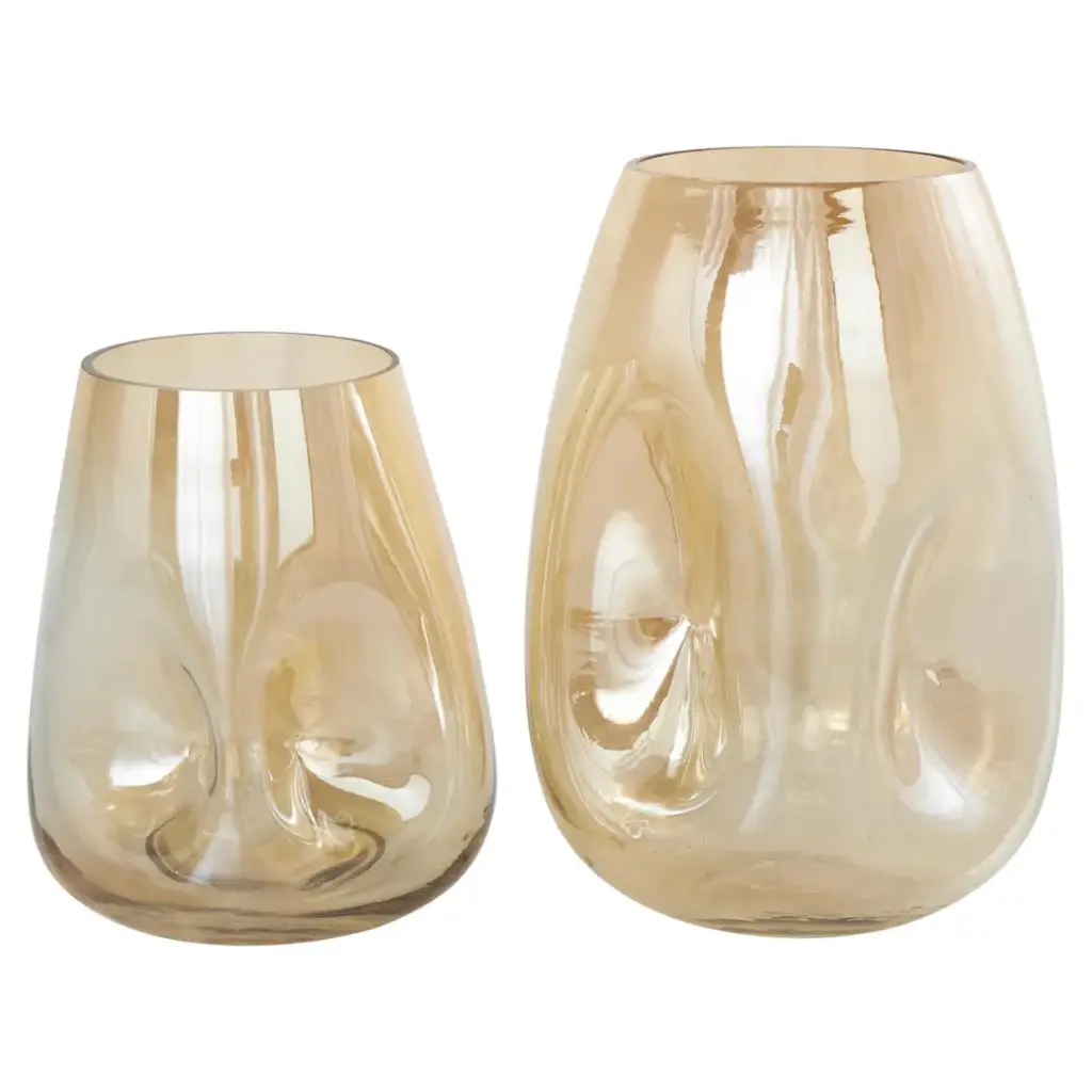 Concaved Glass Vase Gold 2pc
