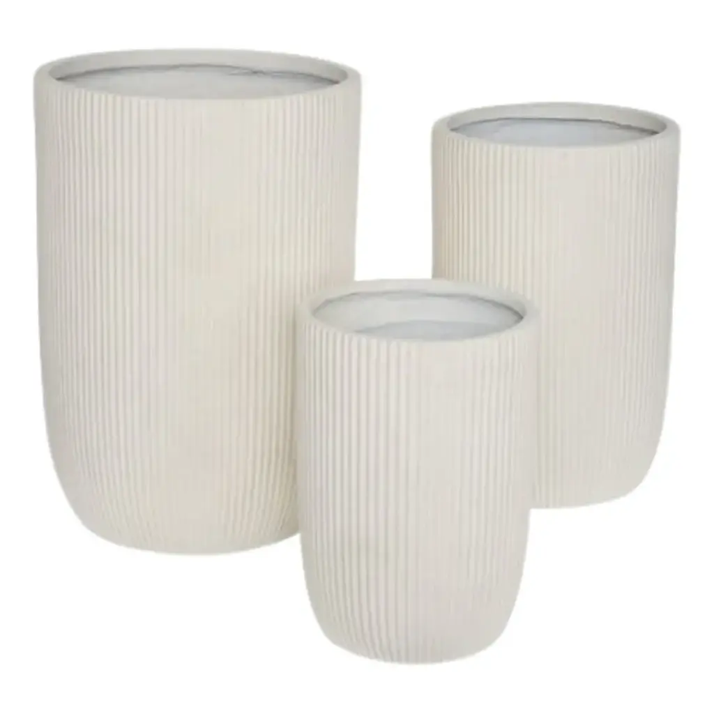 Stoneware Planters White 18in 3pc