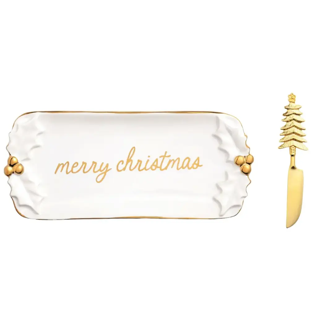 Holly Butter Dish Gold