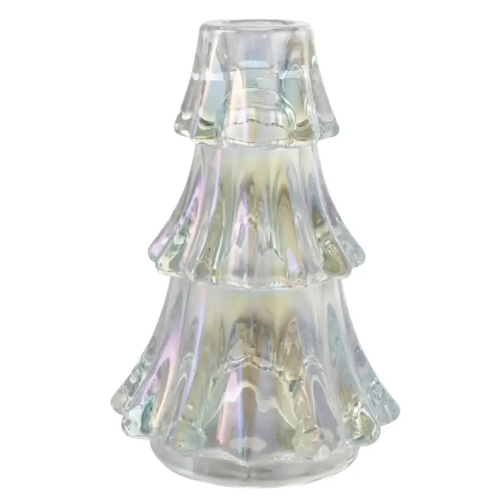 Glass Tree Shaped Taper Holder 5.8in
