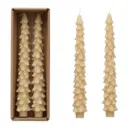Unscented Tree Shaped Taper Candle Set Eggnog 10in 2pc