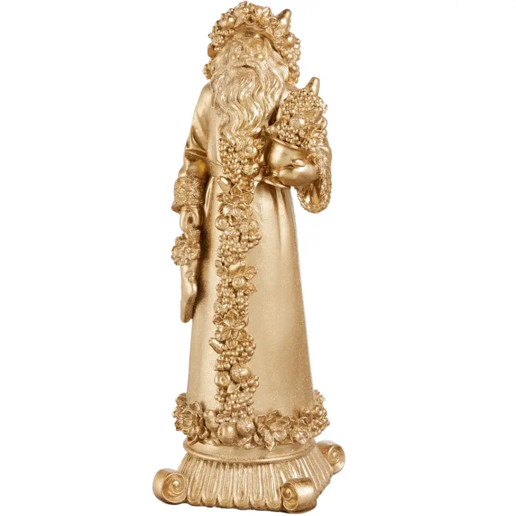 Harvest Santa on Pedestal Gold 14in