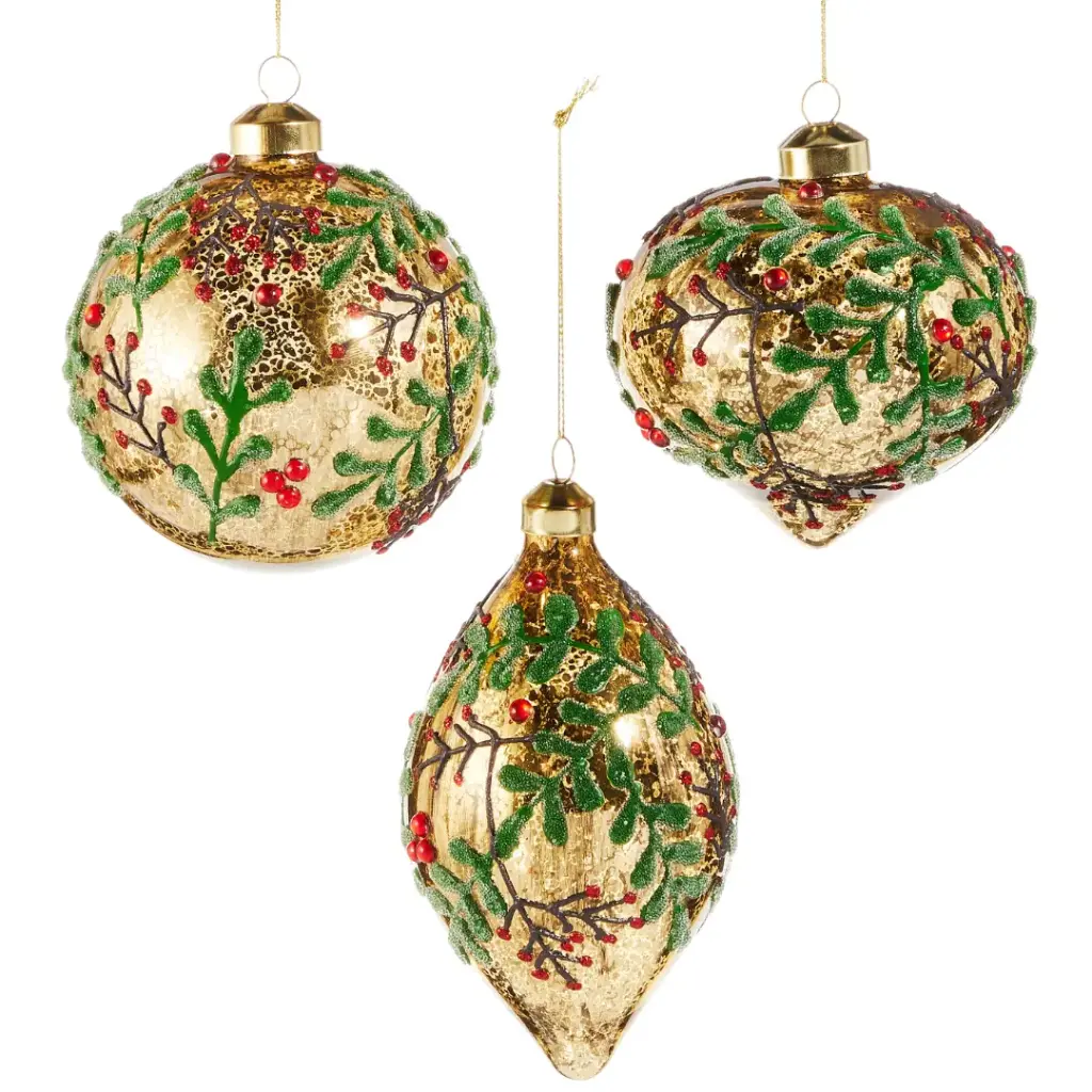 Holly Berry Ornament Assorted 4in 1pc
