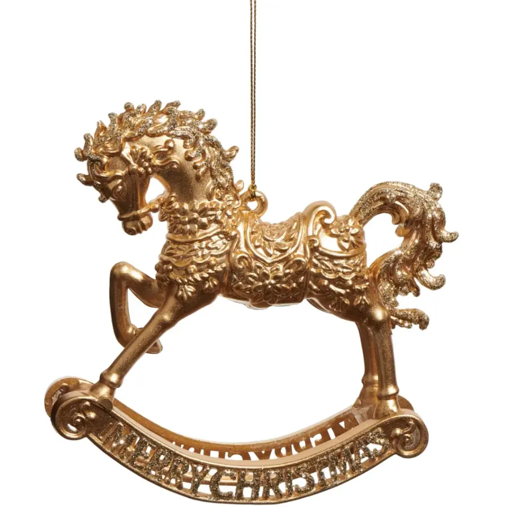Rocking Horse Ornament Gold 6in