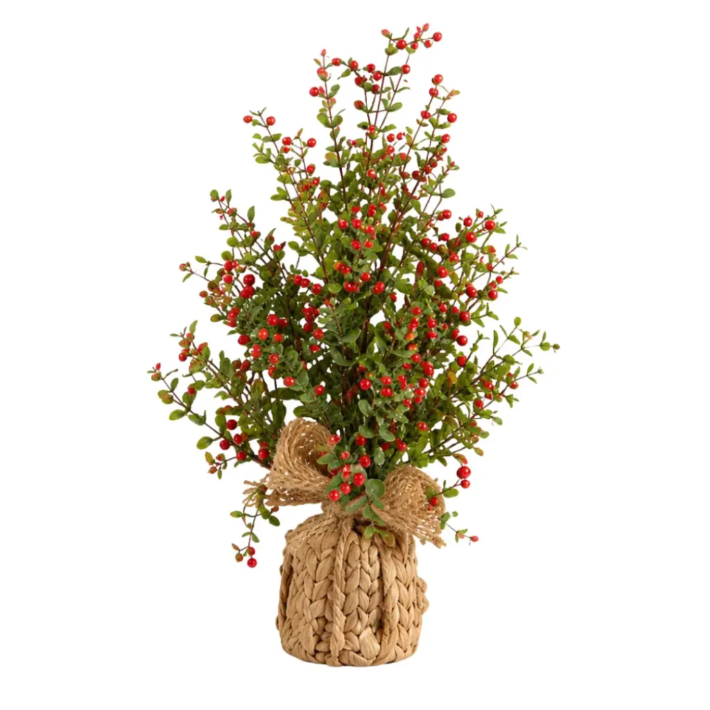 Berry Tree in Burlap Bag Red 27in