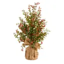 Berry Tree in Burlap Bag Red 27in