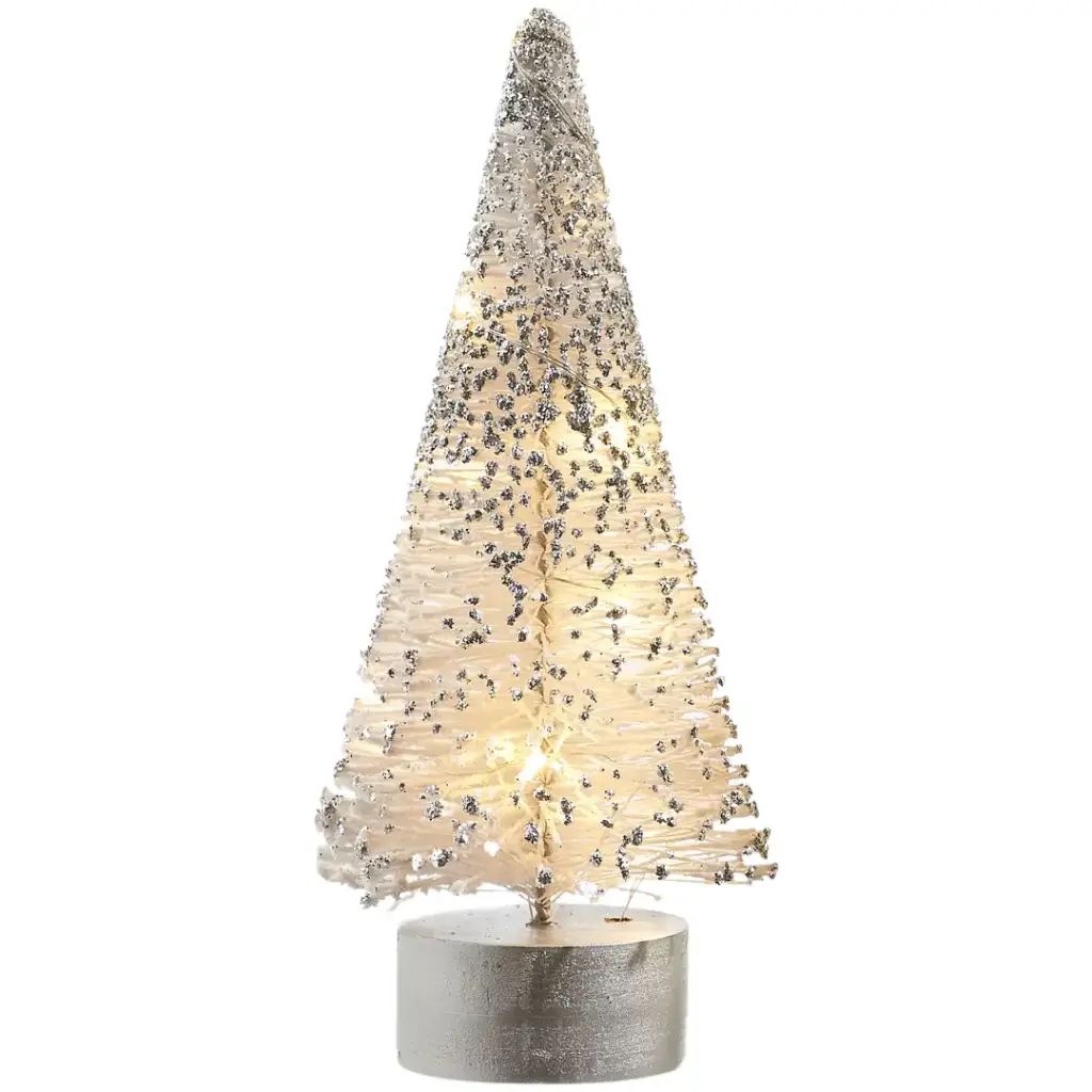 Lighted Bottle Brush Tree White 10in