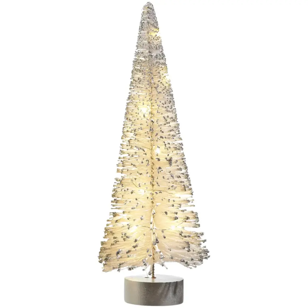 Lighted Bottle Brush Tree White 15in