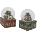 Santa & Fawn Musical Water Globe Assorted 6in 1pc