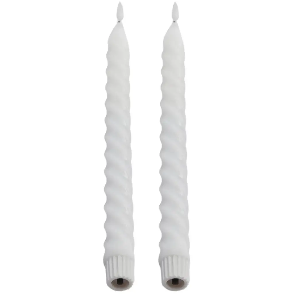 LED Taper Candle Set White 12in 2pc