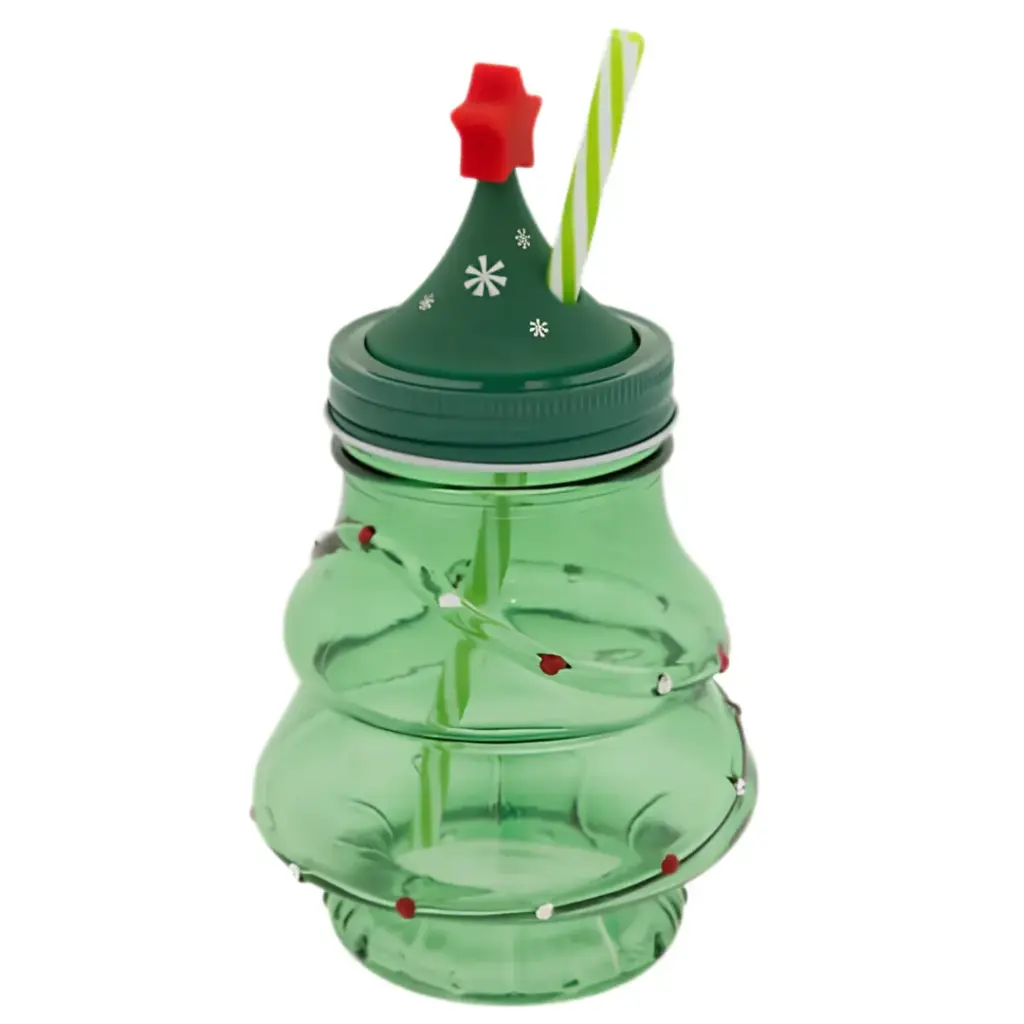 Christmas Tree Tumbler with Straw Assorted 1pc
