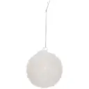 Diamond Glass Bauble Glitter White 3in