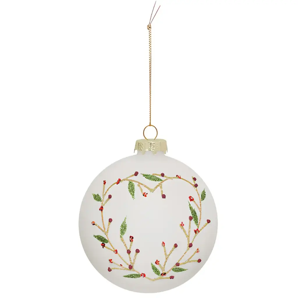 Heart Glass Bauble Red & Green 4in