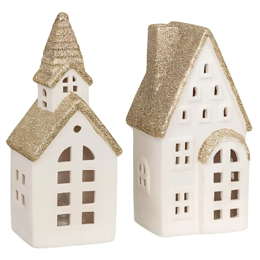 Light Up Ceramic House Interior Set 2pc