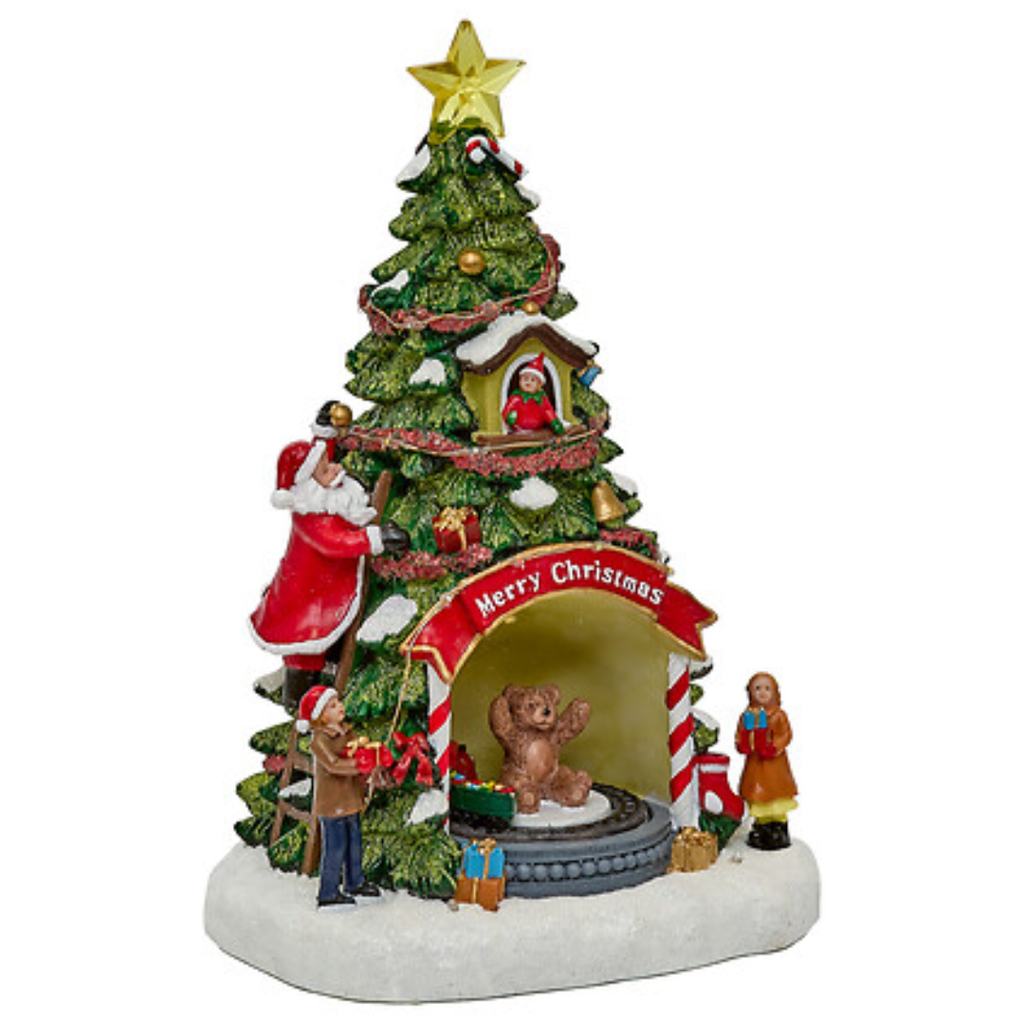 Light‑Up Teddy Bear with Christmas Tree 