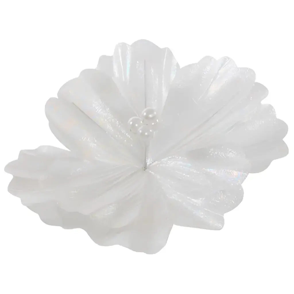 Magnolia Tree Ornament Shiny White 9in