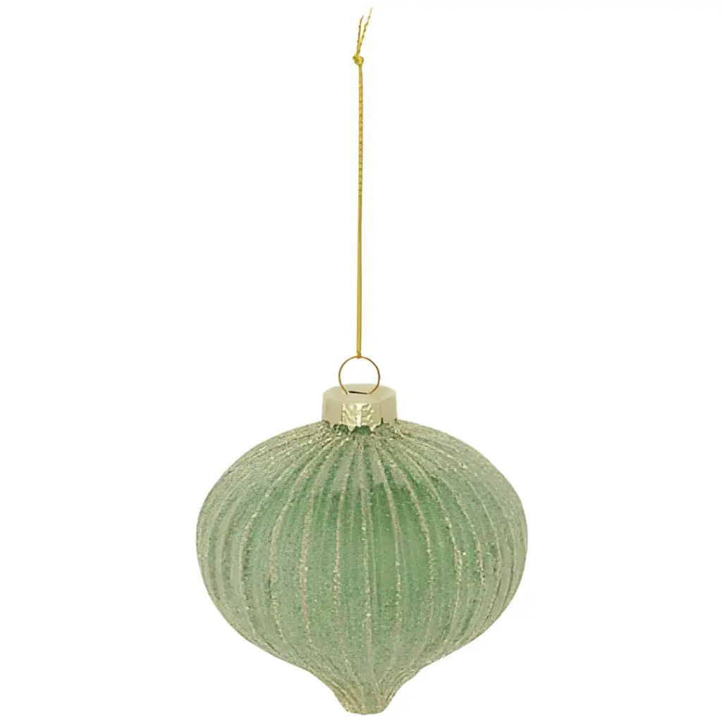 Onion Glass Bauble Frosted Green 3in