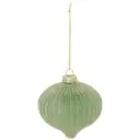 Onion Glass Bauble Frosted Green 3in