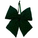 Quilted Bow Ornament Green 10x8in