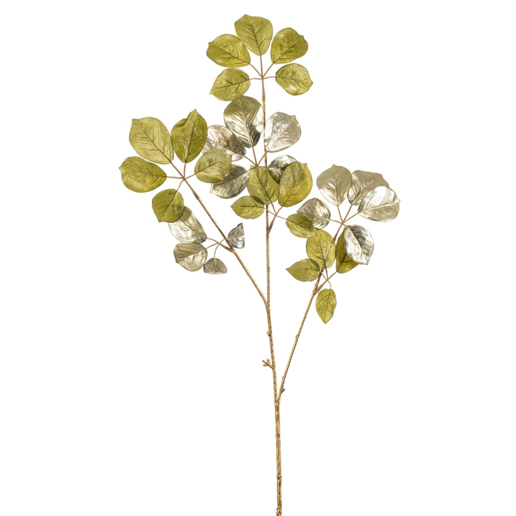 Schefflera Spray Green Metallic 34in