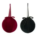 Velvet Bauble with Ribbon Assorted 4in 1pc