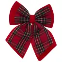 Velvet Tartan Bow Red 10x8in
