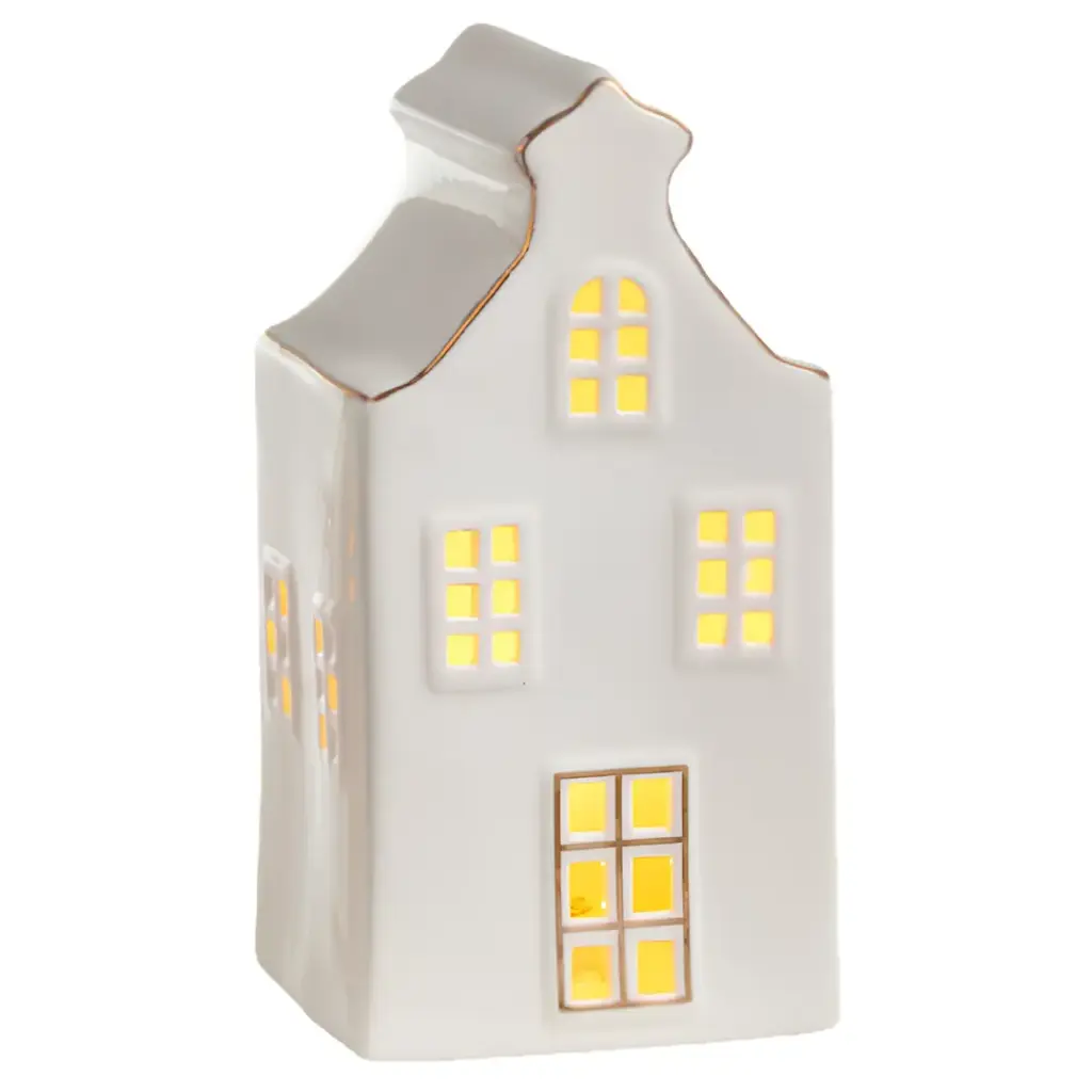 Lighted House White Assorted 7.25in 1pc