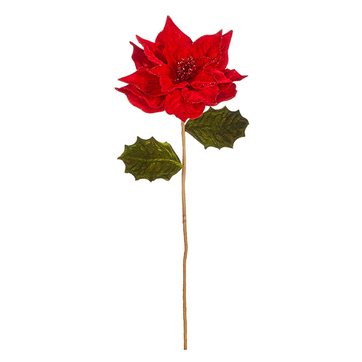 Red Poinsettia Stem 23in