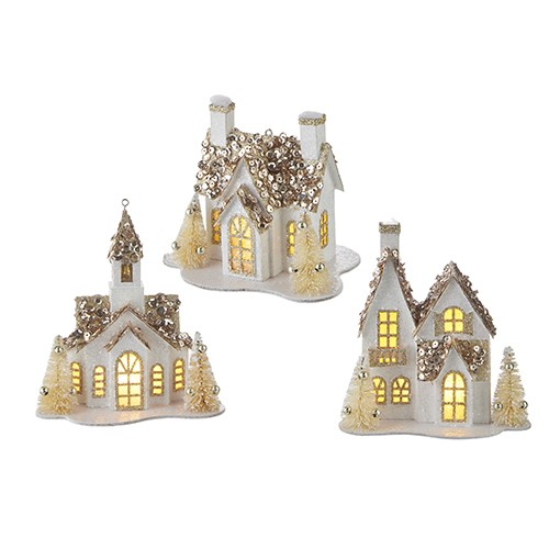 Lighted House Ornament 5in