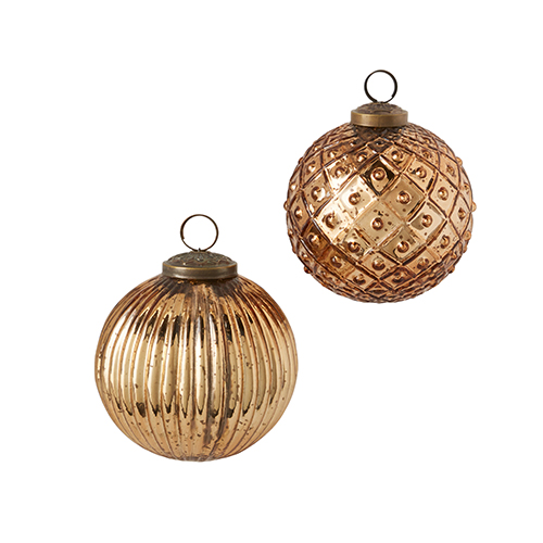 Copper Pattern Ball Ornament 4in