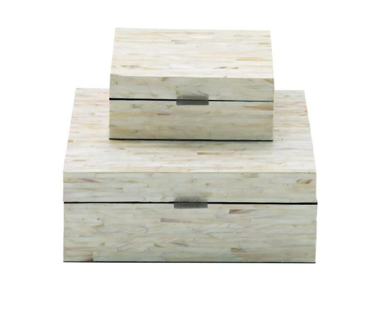 Mother of Pearl Linear Mosaic Box Cream 8in