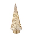 Lighted White Bottle Brush Tree with Gold Glitter Medium