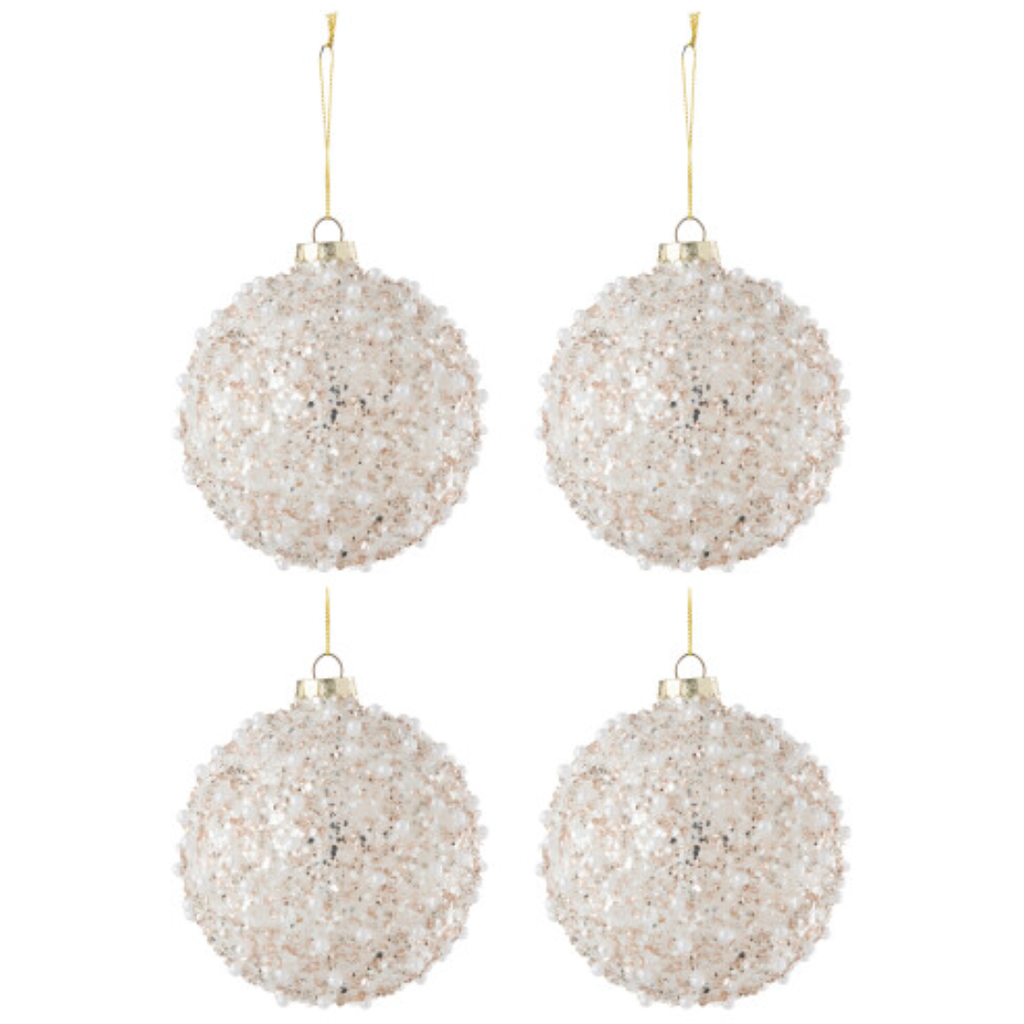 Pearl & Sequin Glass Ornament 4in