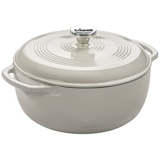 [168731-TT] Lodge Enameled Dutch Oven Oyster 6QT