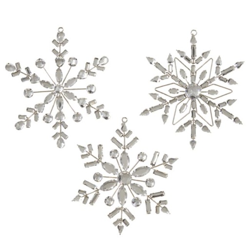 [169798-TT] Crystal Jeweled Snowflake Ornament 5.5in Assorted