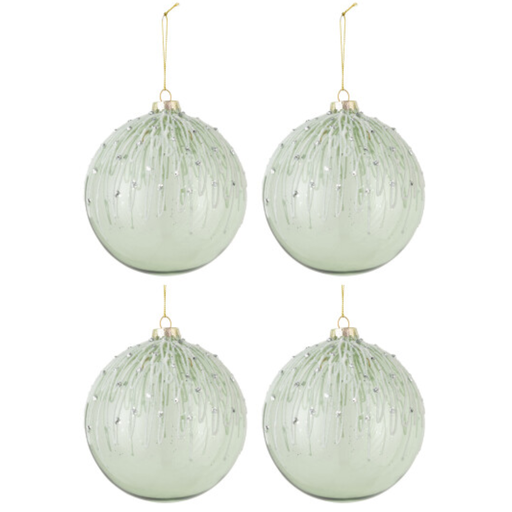 [171723-TT] Sage Green Glittered Ornament 5in