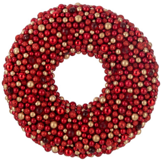 [171758-TT] Red/Gold Ball Wreath 20in